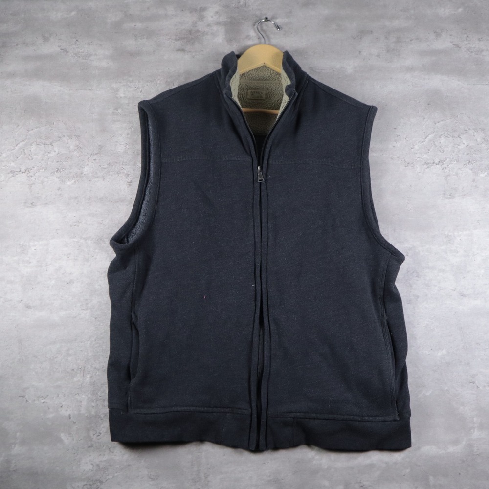vintage arrow blue jeans co vest sherpa lined charcoal grey mens large